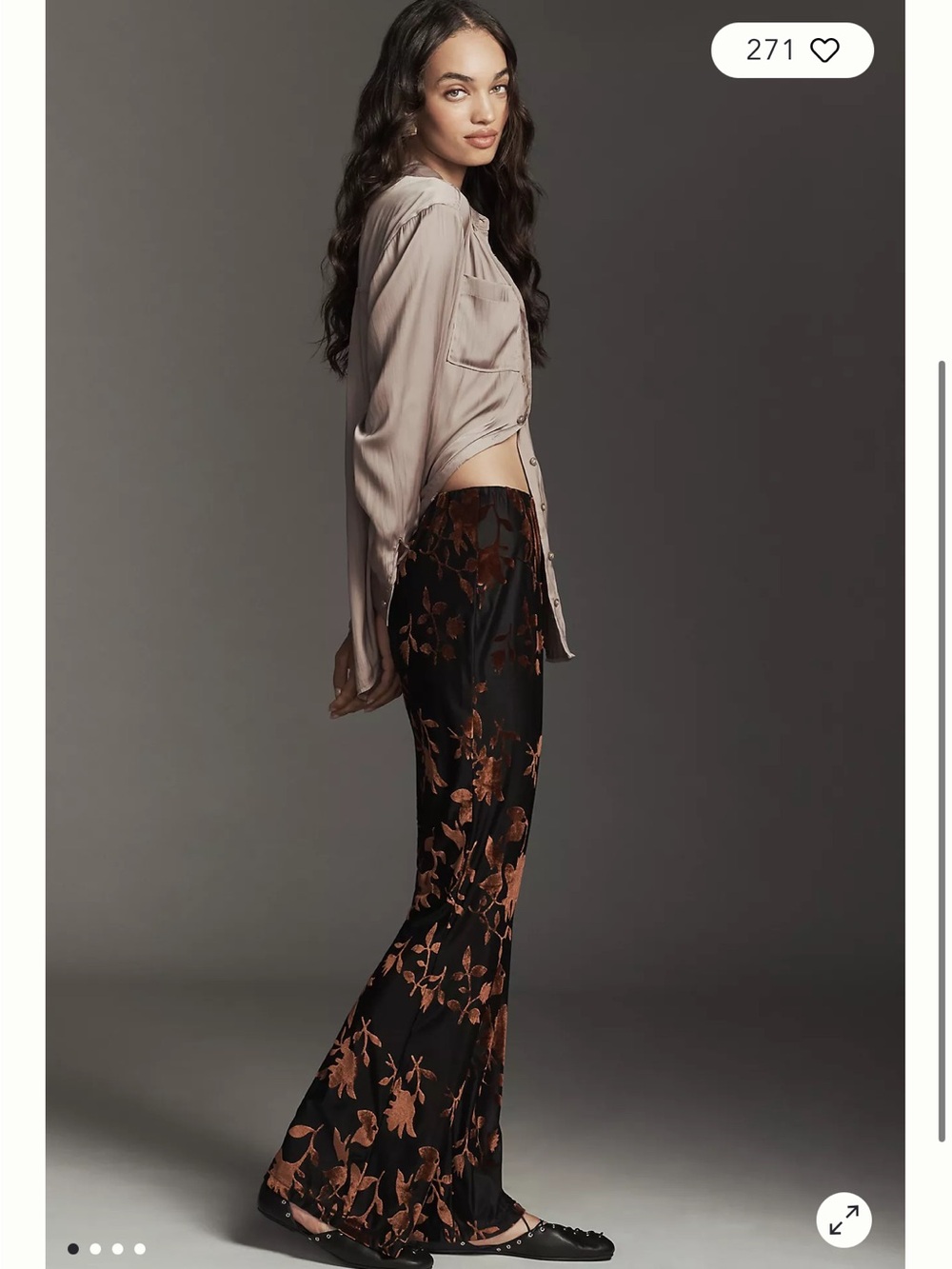NWOT Hutch Velvet Burnout Floral Wide-Leg Pants Black from Anthropologie - Picture 4 of 4
